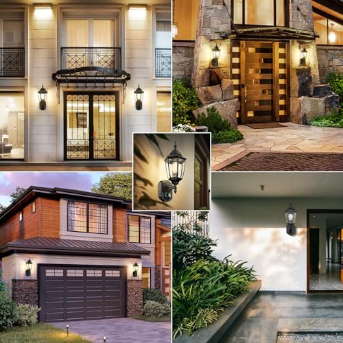 Motion Sensor Outdoor Wall Lights Fixtures (Black / 2 Pack)