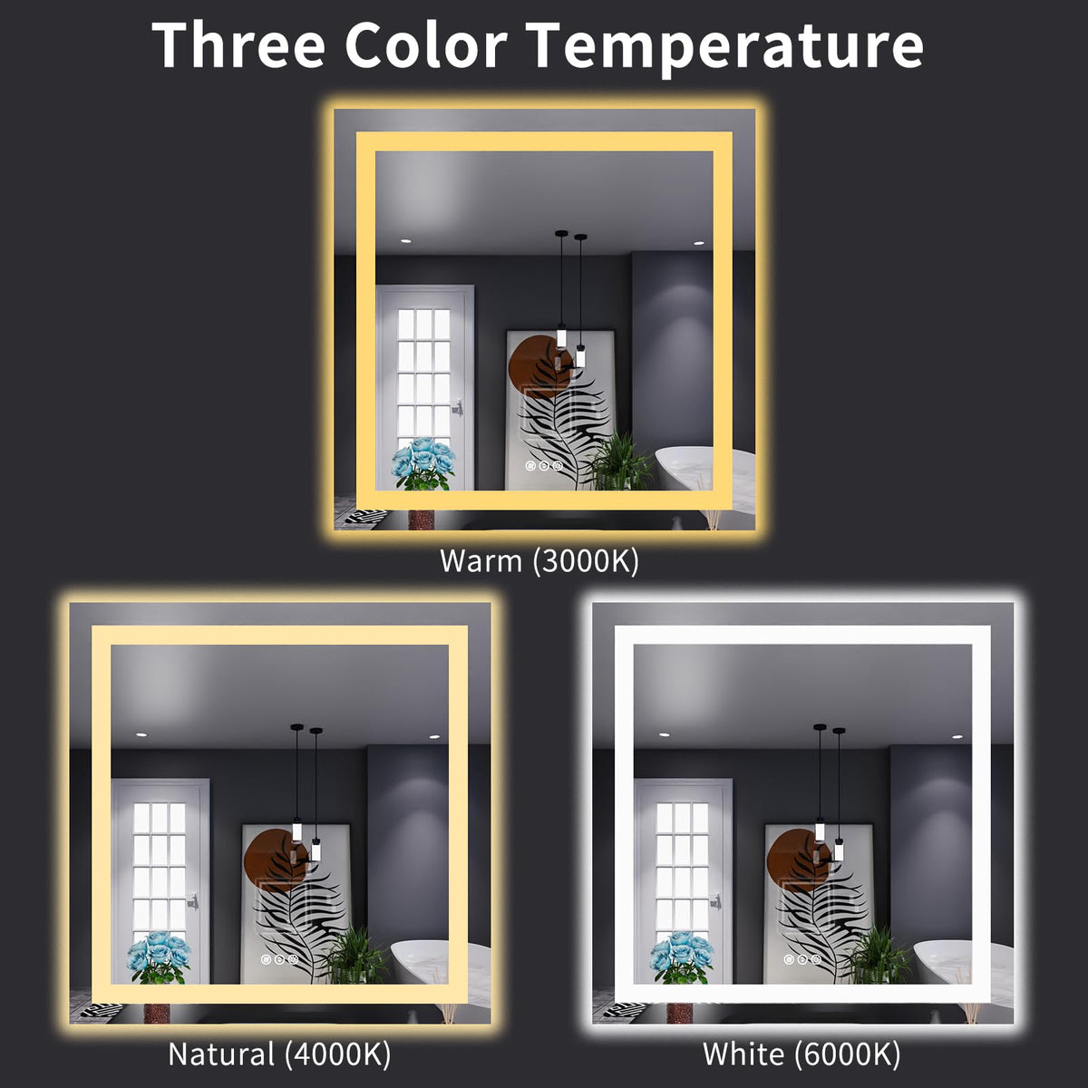 38"X38" LED Bathroom Mirror with Lights (Led / 38"L x 38"W)