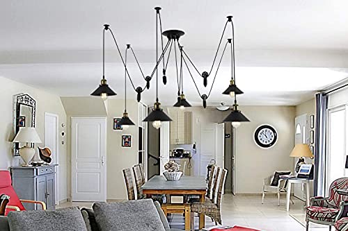 Pulley Pendant Light With 6 Lights (6 Arms-UFO)