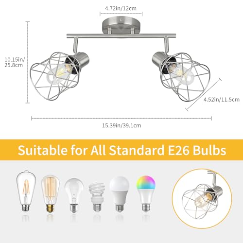 Industrial Track Lighting Kit (Brushed Nickel / 2-Light-Cage)