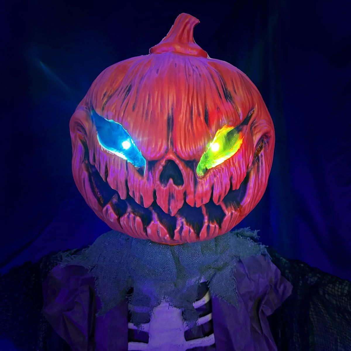 6.7-Ft. Life-Size Pumpkin Scarecrow Animatronic (79" Standing Pumpkin Man)