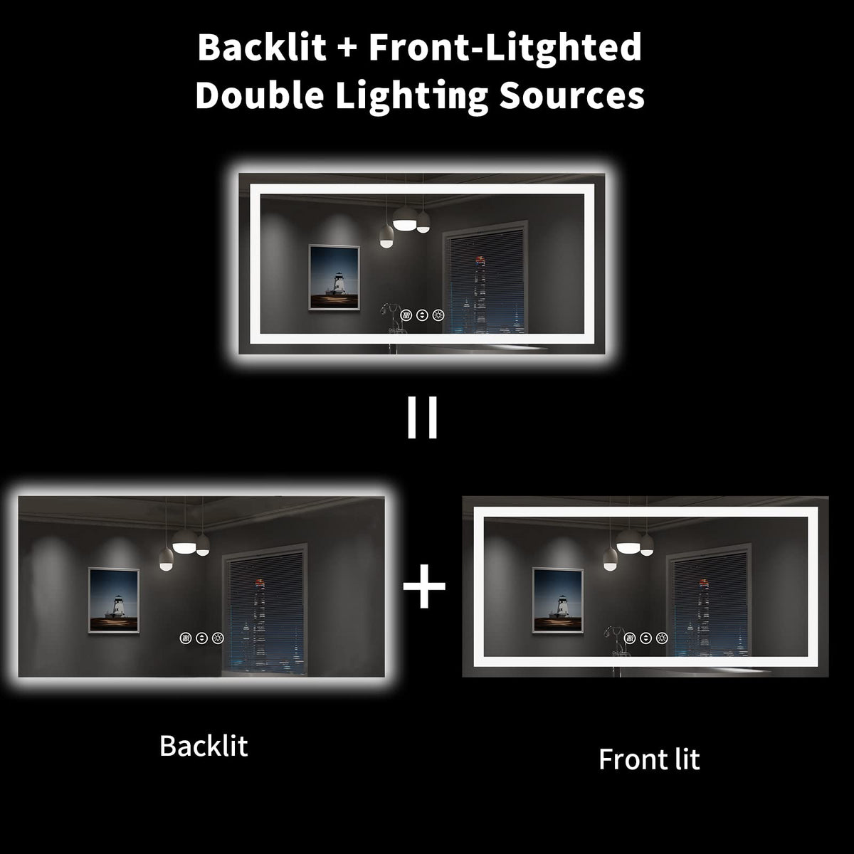 55"X30" LED Bathroom Mirror with Lights (Led / 30"L x 55"W)