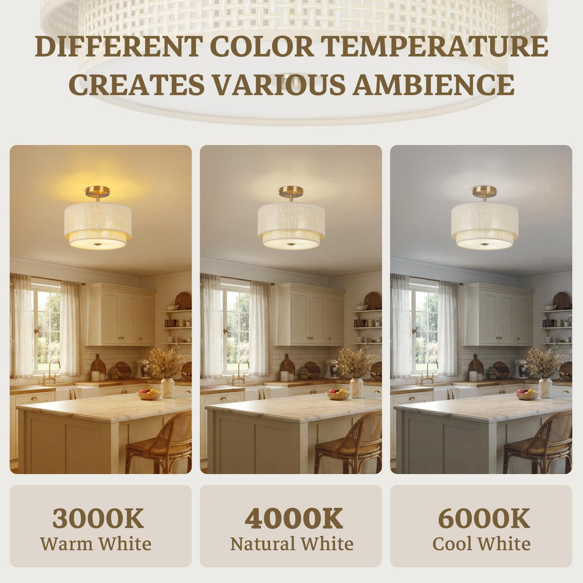 12.6 Inch Semi Flush Mount Ceiling Light (Yellow)
