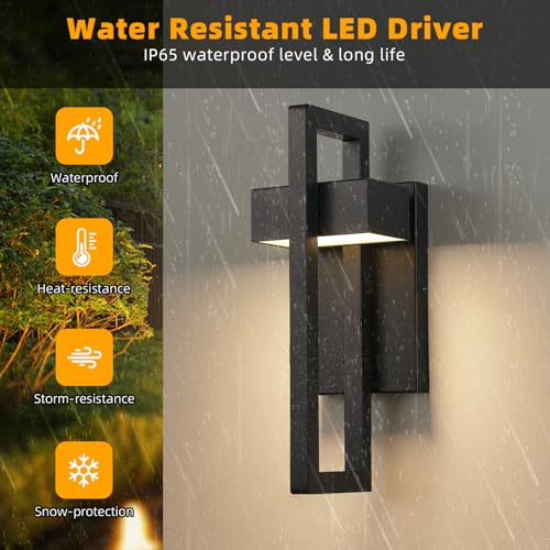Modern LED Outdoor Wall Lights Black Exterior Lighting Fixtures (Black - No Sensor / 16.5Inch - 1 Pack)