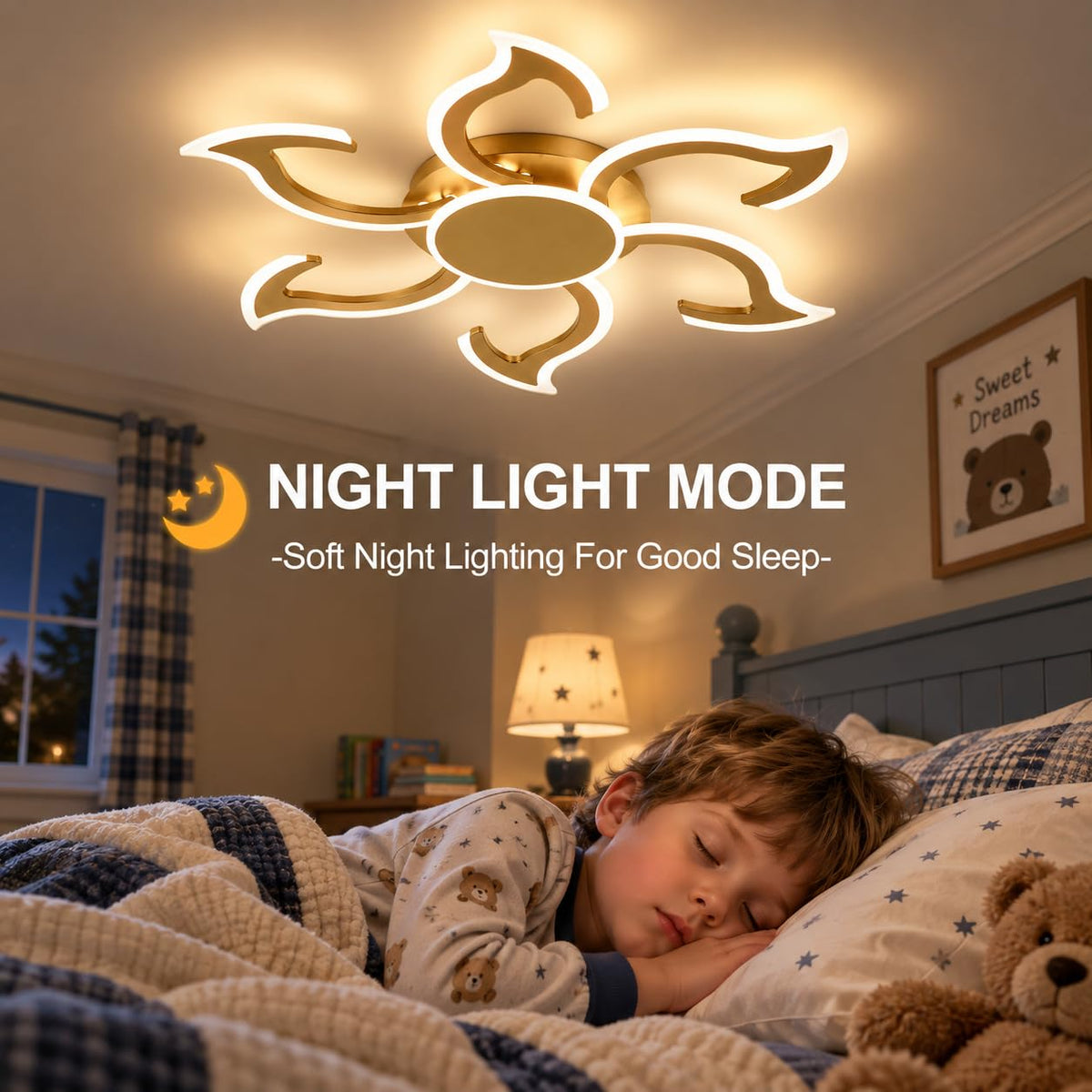 36.2 Inch Modern LED Ceiling Light (Gold)