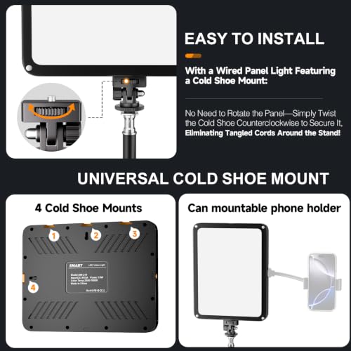 2 Pack 15W LED Video Light Kit with Phone Holder & Barndoor (15W / 29-73inch)