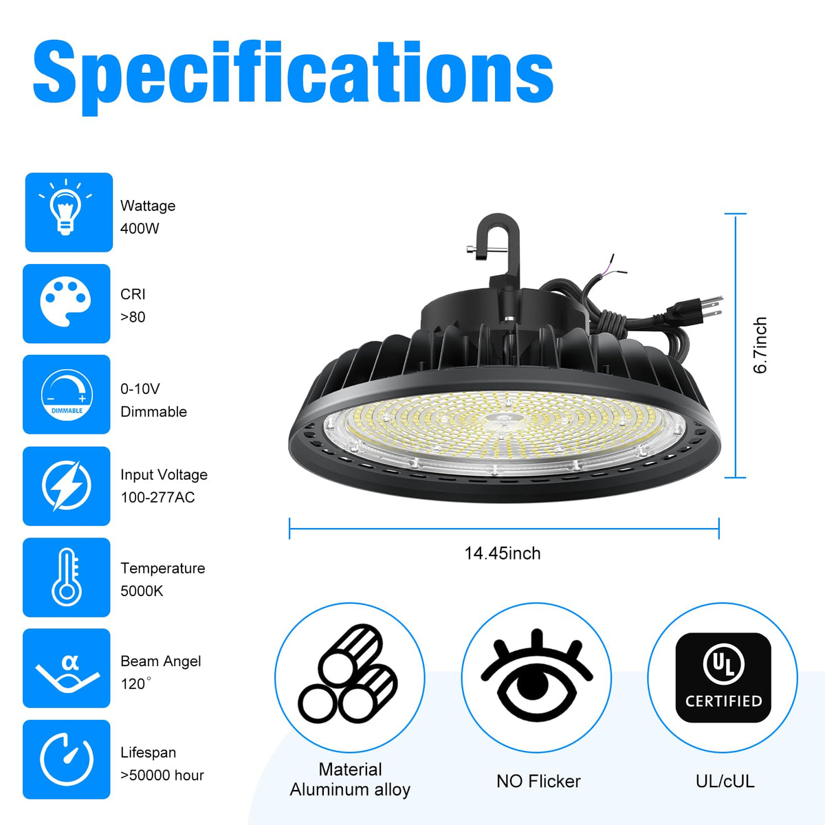 400W Super Bright Led High Bay Lights (400W-1PACK-Black)