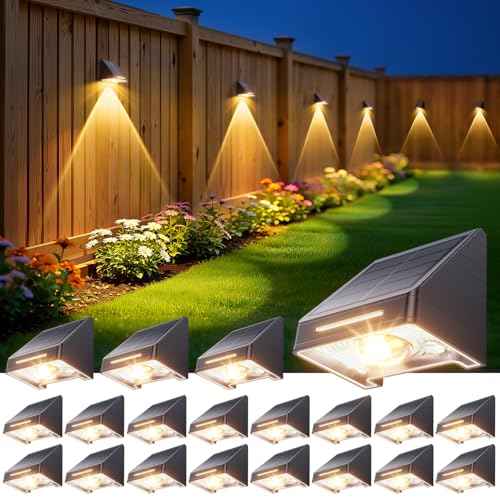 Solar Fence Lights Outdoor Waterproof 20 Pack (20 Pack)