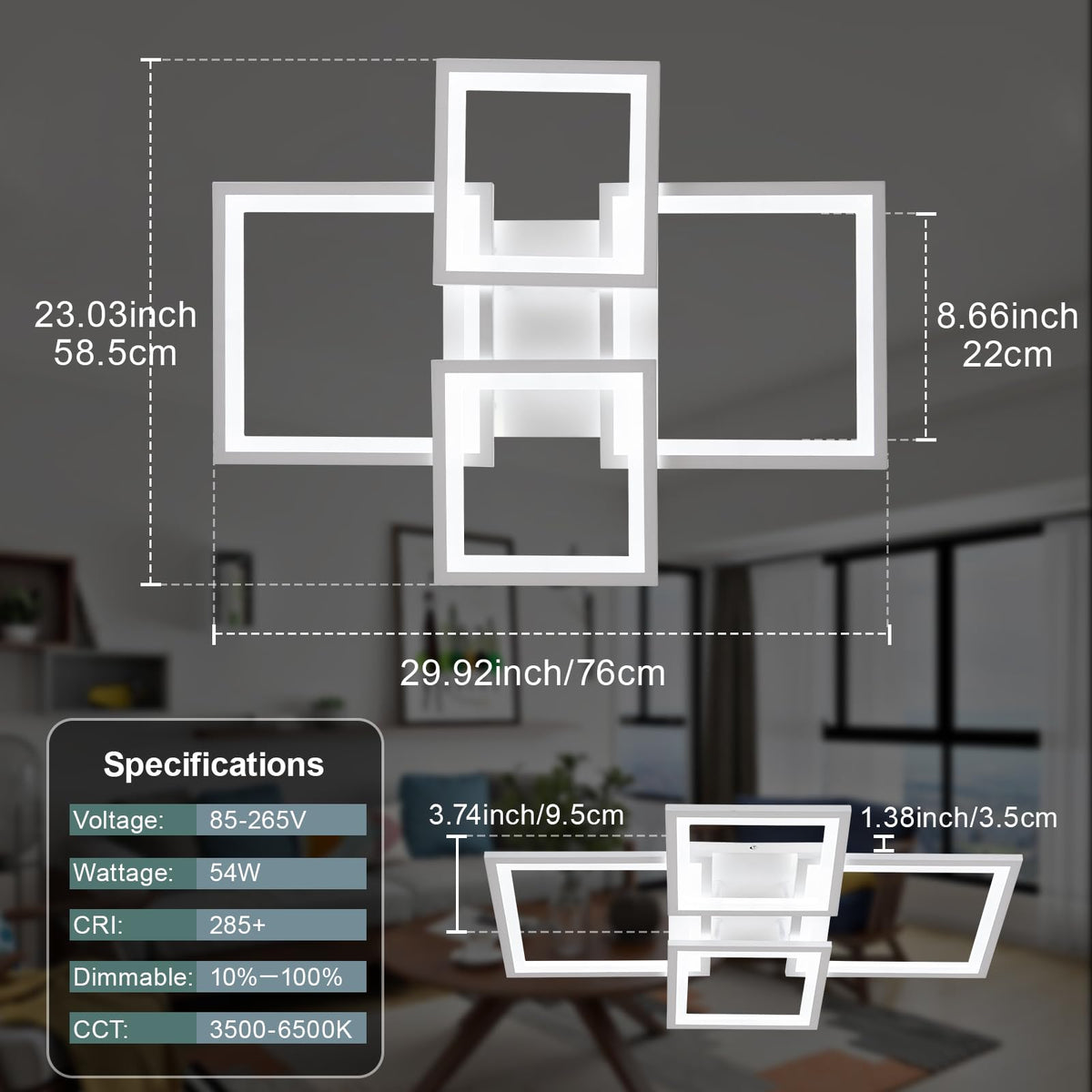Modern LED Ceiling Light (White / 30 Inches)