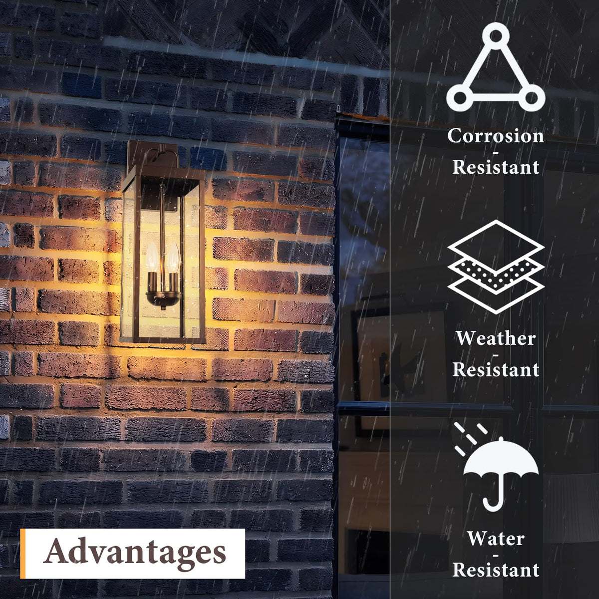 Outdoor Wall Sconce Lights (Oil-Rubbed Bronze / Medium-2 Pack)
