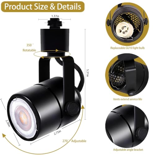 LED Track Lighting Kit GU10 3000K 12 Lights Black