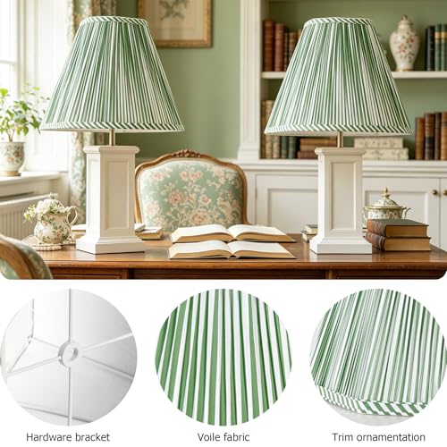 Lamp Shades Green Polyester Set of 2 6.5"×13"×10.5" Bell Shade (Green-2 Pack / 6.5*13*10.5in)