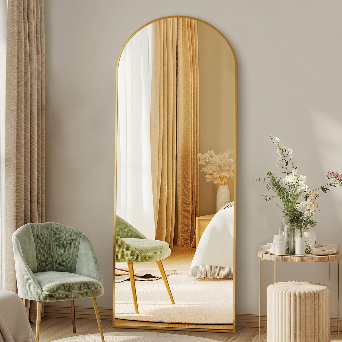 15"x56" Arched Full Length Floor Mirror (Gold-arched / 56"L x 15"W)