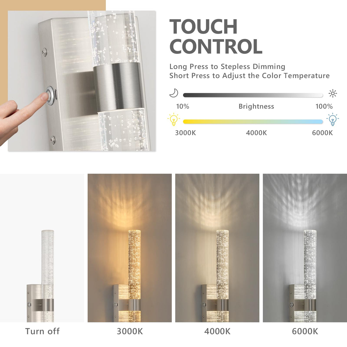 Battery Operated Wall Sconces Set of 2 (Nickel / 20.9 Inch)