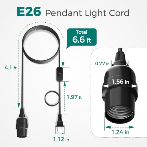 Pendant Light Cord (6.6ft - Black)