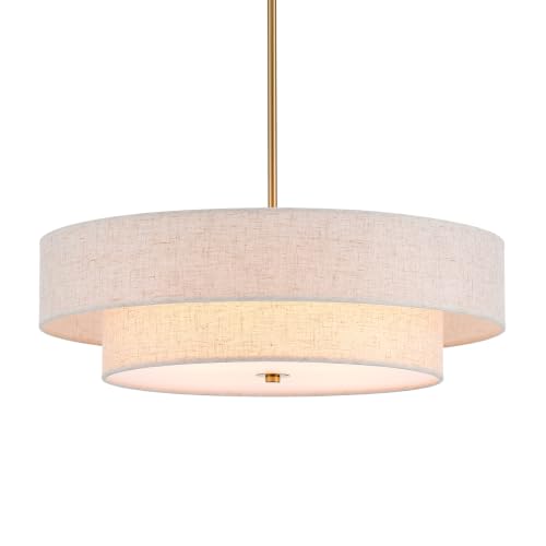 Modern Linen Drum Chandelier