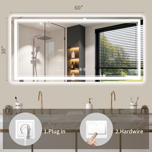30"x60" LED Bathroom Mirror with Lights (60"L x 30"W)