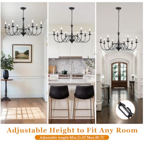 35" Farmhouse Chandelier (Black / 8-light)