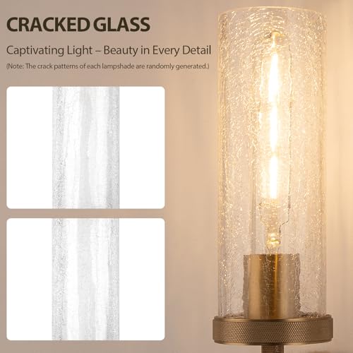 15" Knurled Brass Wall Sconces Set of 2 (Brass-Crackle Tube / 15″-2 Pack)