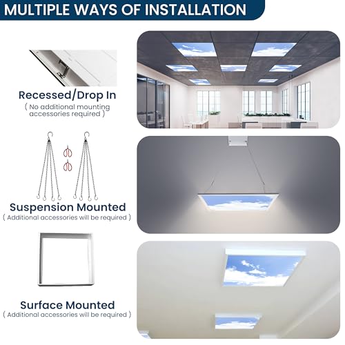 LED Flat Panel Lights with Surface Mounting Kits Tunable 40W