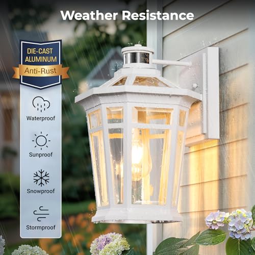 White Large Adjustable Sensitivity Motion Sensor Outdoor Lights (White / Large 1-Pack)