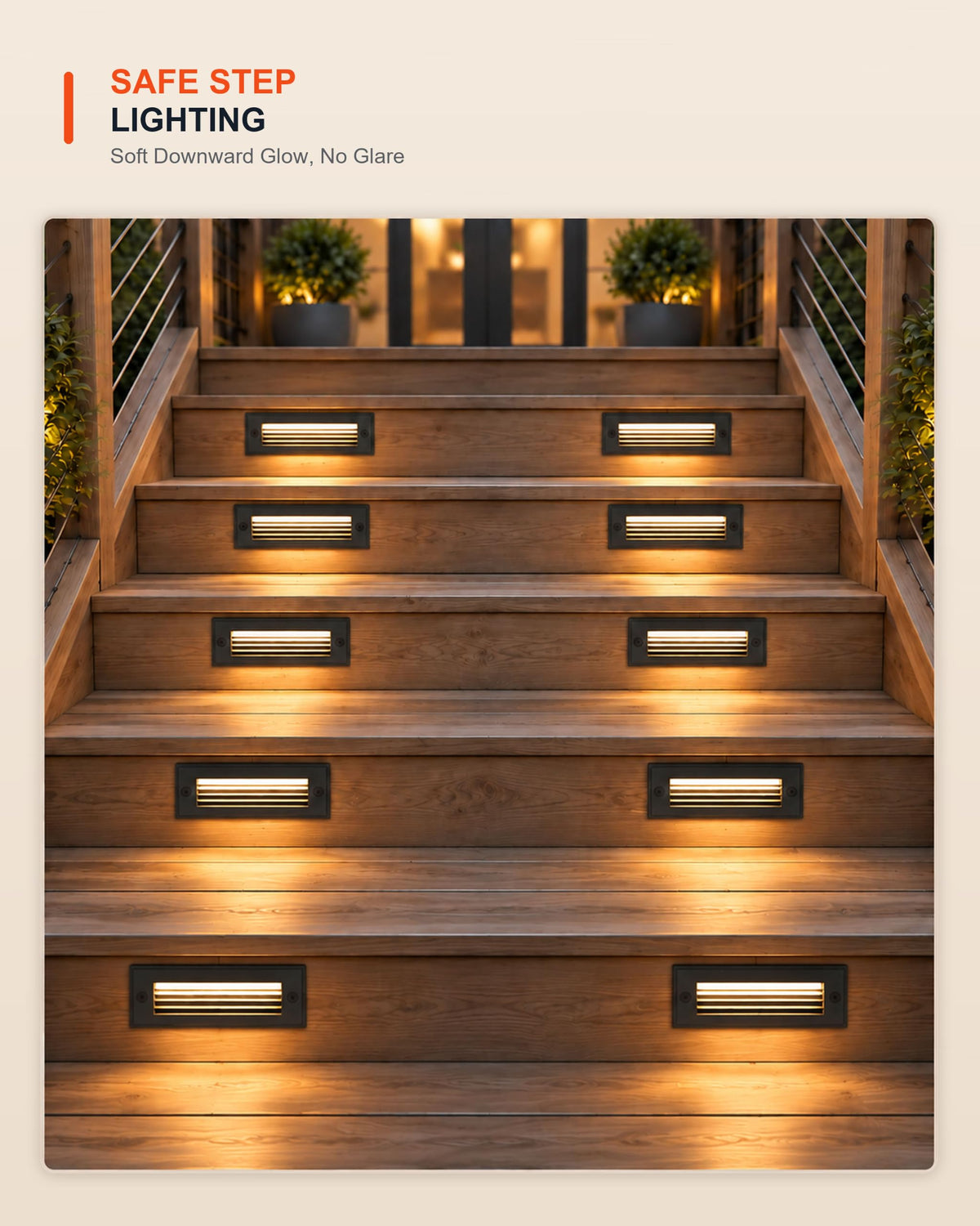 12 Pack 7.4 Inch Low Voltage Outdoor Stair Lights (Black / 7.4inch | 2700K)