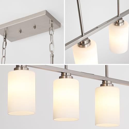 Island Light for Kitchen (Brushed Nickel / 4 Light + Milk Glass)