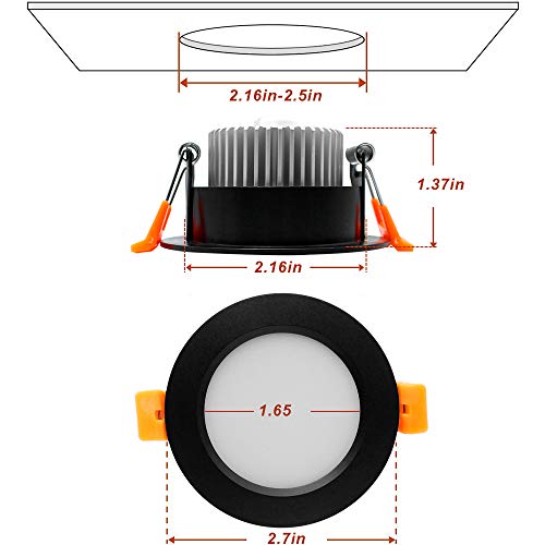 2 Inch LED Recessed Lighting (5000k (Daylight White) / 10 Pack (Black))
