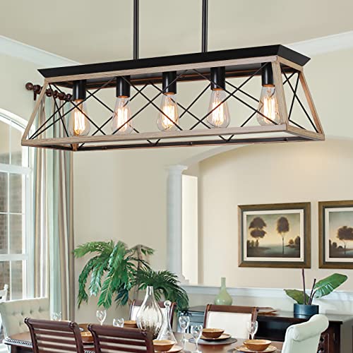 Farmhouse Chandeliers for Dining Room (Oak)