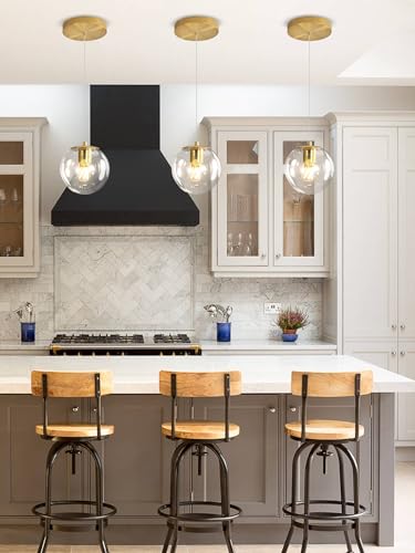 Pendant Lights Kitchen Island Gold Globe Pendant Light Fixture (Gold-Clear / Globe 1-Light)