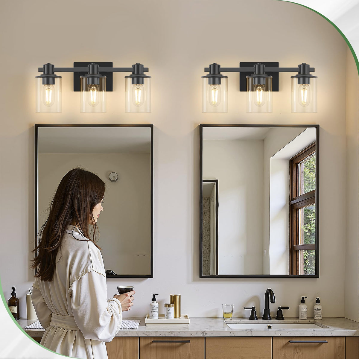 Bathroom Light Fixture Over Mirror Upgraded Black Vanity Light (Upgraded Black / 3-Light (20inch))