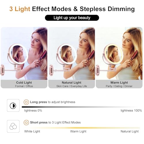 9" Wall Mounted Lighted Makeup Mirror
