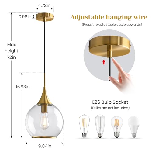 Pendant Lights Kitchen Island (Gold / 3 Pack-10inch)
