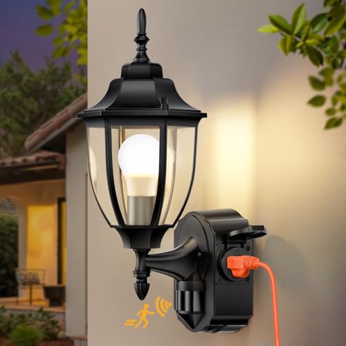Porch Lights with Outlet (Black / 1 Pack)