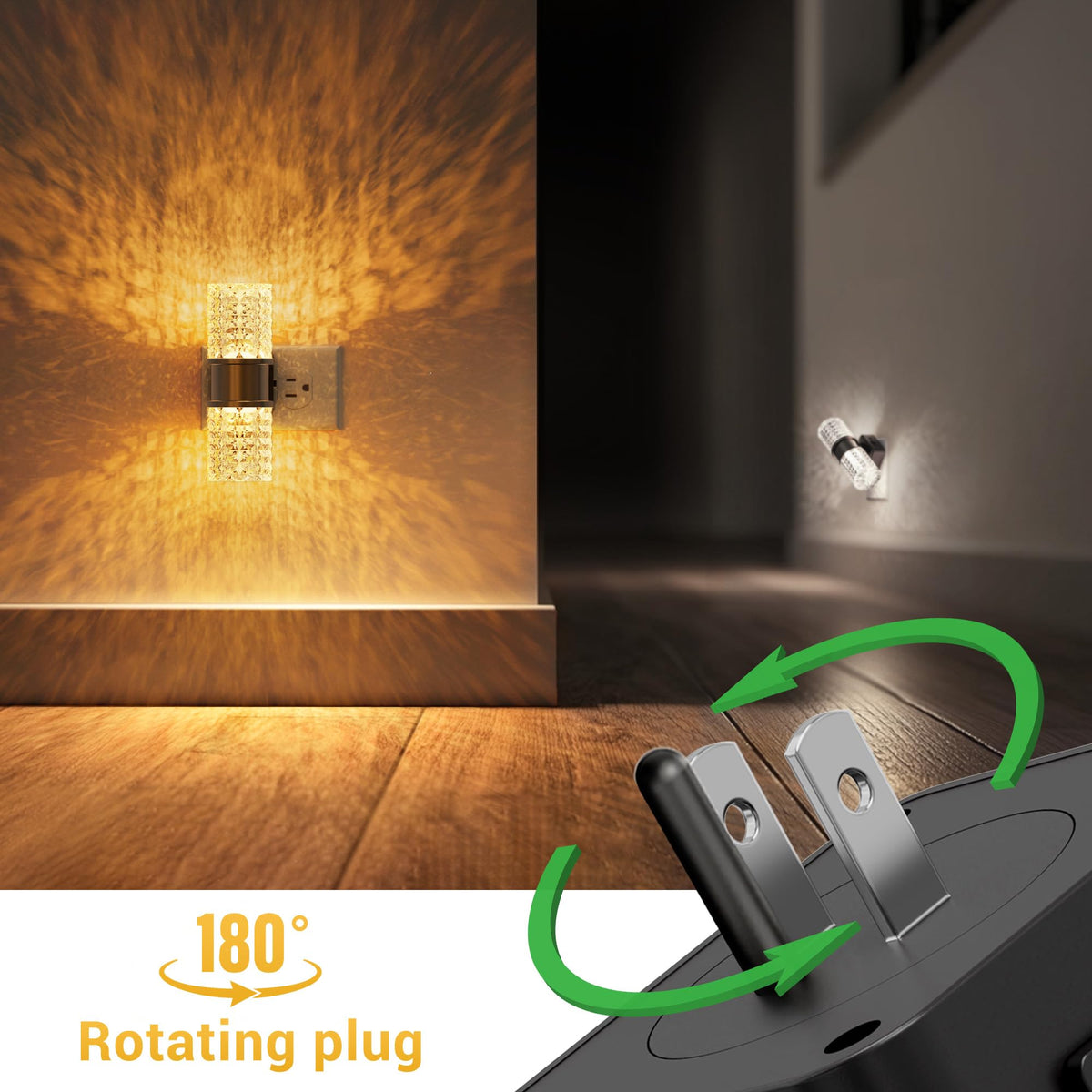 Night Light Modern Night Lights Plug into Wall (Gold Ring-3CCT Diamond / 1 Pack)