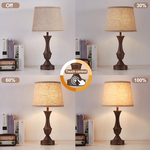Touch Table Lamps Set of 2 (Brown / 22in)
