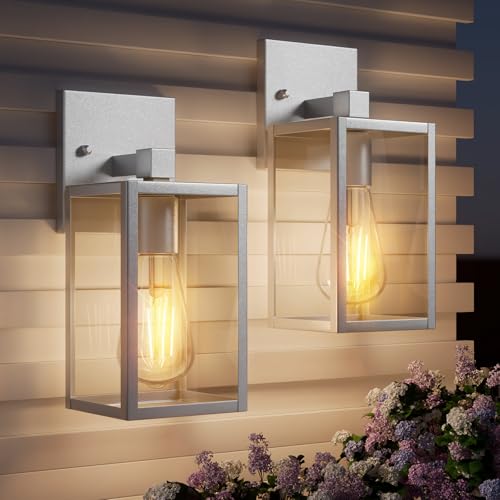 2 Pack Silver Outdoor Wall Sconce Lights Wall Mount (Silver / 10.24'')