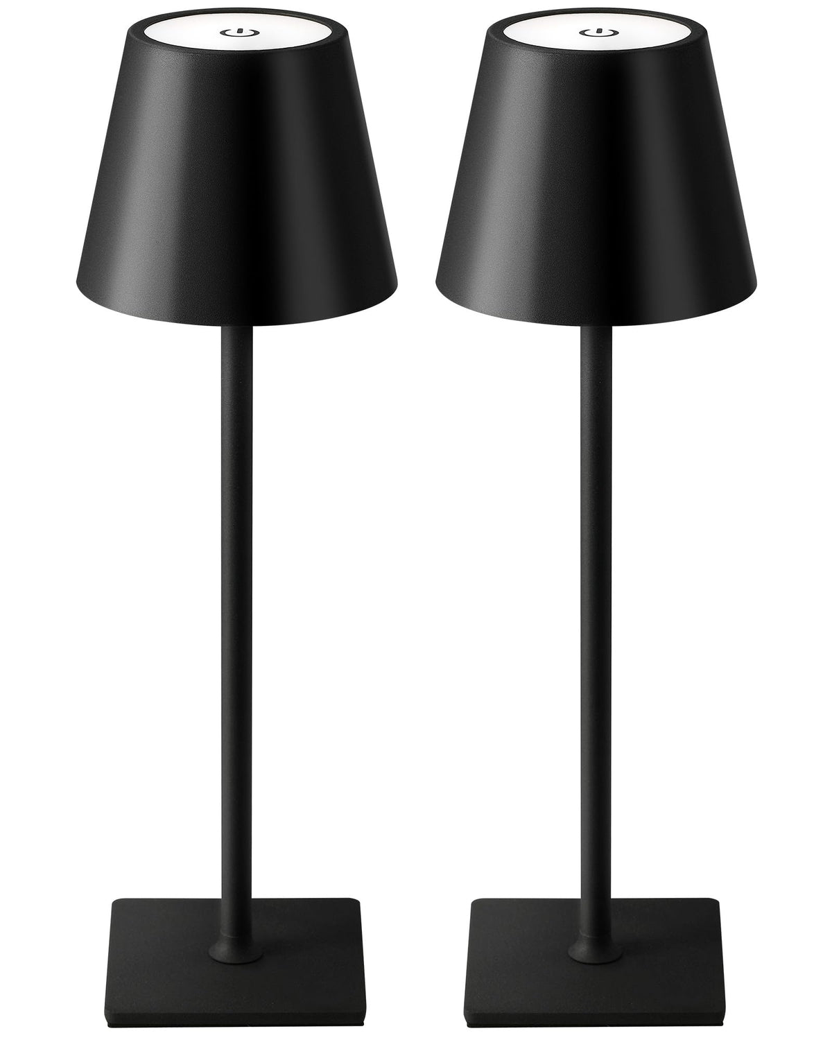 2 Pack Cordless Black Table Lamps (Black-2)