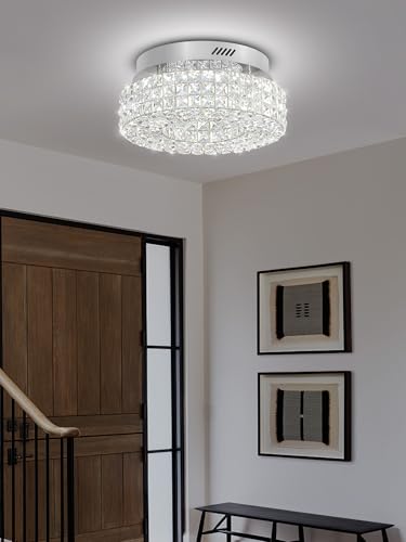 Modern Chandeliers for Living Room Crystal Chandelier Flush Mount Ceiling Light Fixture for Dining Room Living Room Bedroom Dimmable 2700