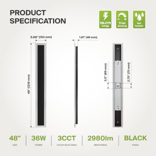 48" LED Linear Wall Sconce (Black)