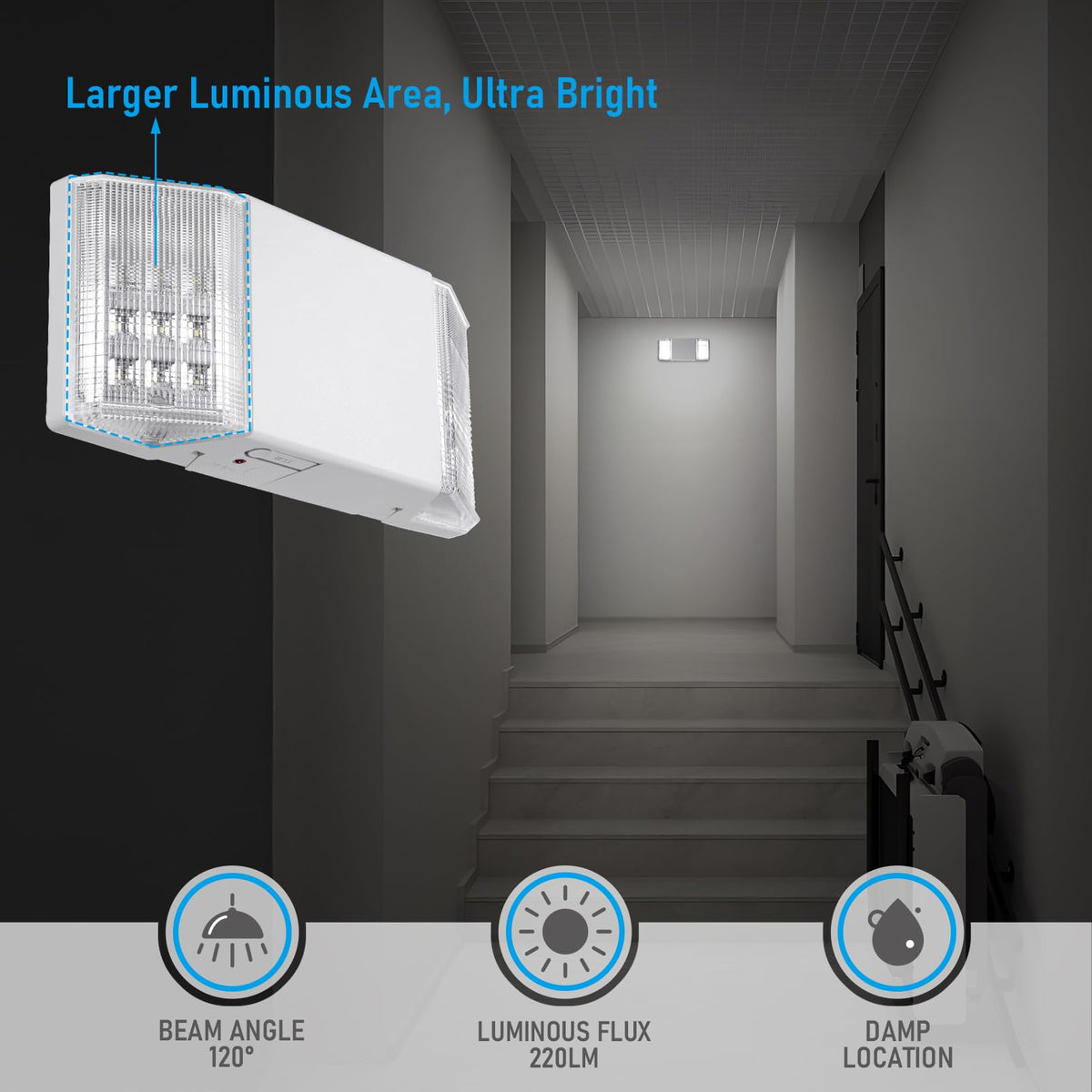 4 Pack LED Emergency Lighting with Battery Backup White (Off-White)