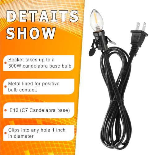 24 Pcs Lights Accessory Cord with LED Light Bulb (Black)