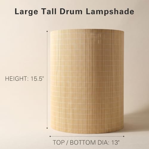 Bamboo Lamp Shades 2 Pack (Natural Bamboo - Large Tall Drum)