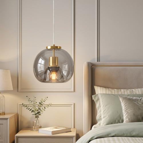 Light Grey Glass Pendant Light Kitchen Island (Light Grey(7.87 in) / 1-Pack)