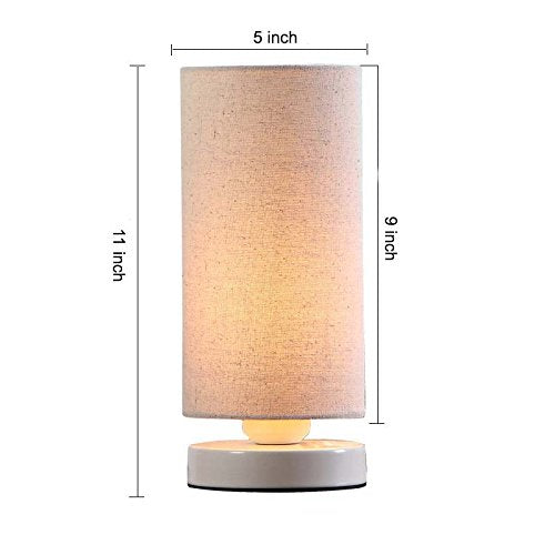 L10271 Linen Fabric Table Lamp with Cylindrical Shade (Creamy-white)