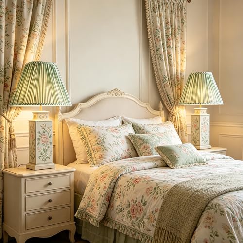 Lamp Shades Green Polyester Set of 2 6.5"×13"×10.5" Bell Shade (Green-2 Pack / 6.5*13*10.5in)