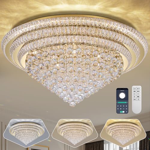 40" LED Crystal Raindrop Ceiling Light (Gold / 40 inches)