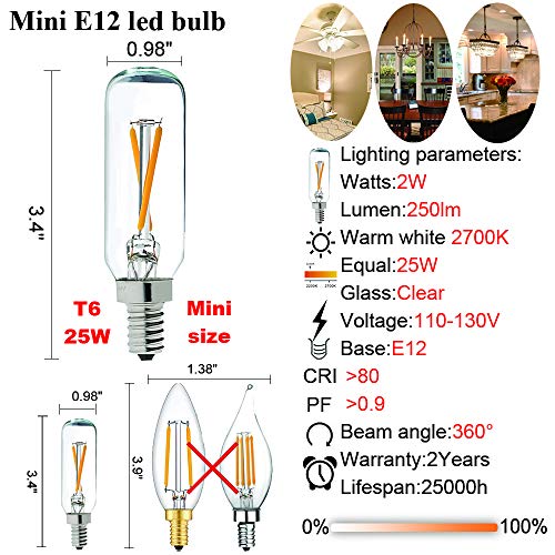 T6 E12 led Bulb Dimmable (Warm White 2700k 2w)