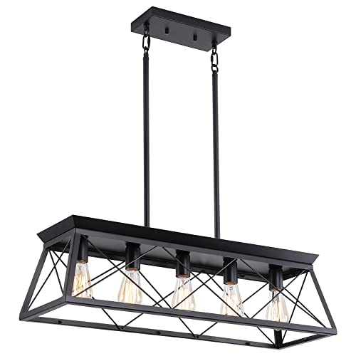 5 Light Linear Pendant Light Fixture Kitchen Island Lighting Antique Industrial Metal Farmhouse Chandeliers