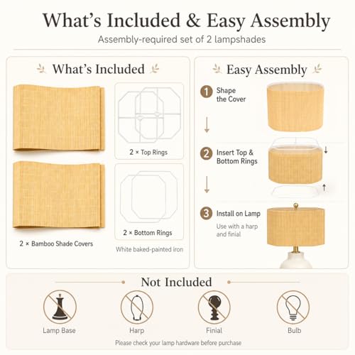 Natural Bamboo Square Lamp Shades Set of 2 (Natural Bamboo - Square)